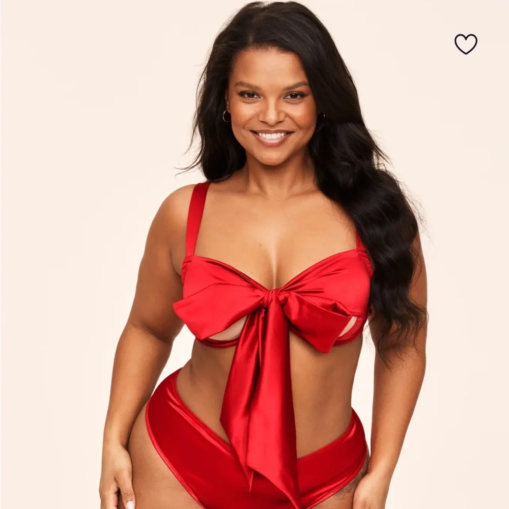Adore Me Vibrant Red Bow lingerie set - Picture 1 of 8